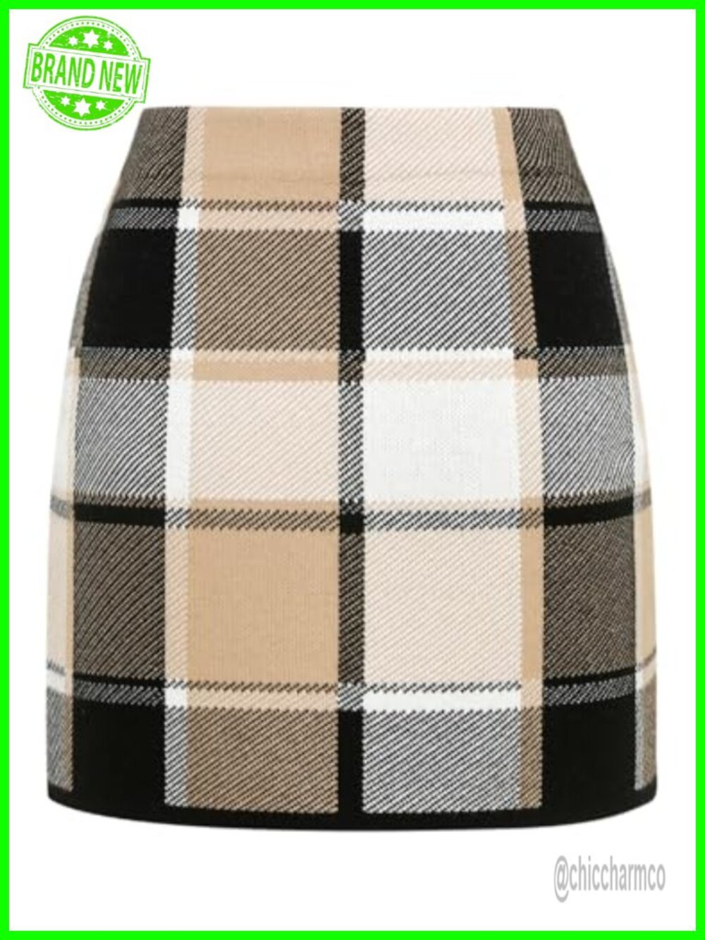 High Waisted Plaid Knit Bodycon Pencil Mini Skirt Fall Work